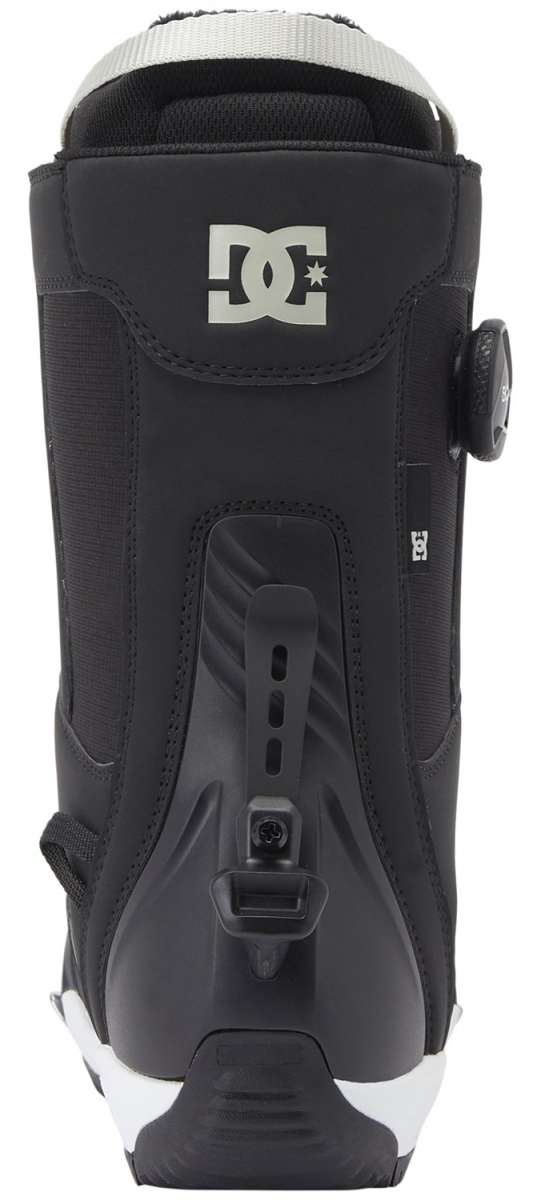 DC Women's Phase Pro BOA Step On Snowboard Boots 2024 - Black boots with a white logo on top and silver hardware.