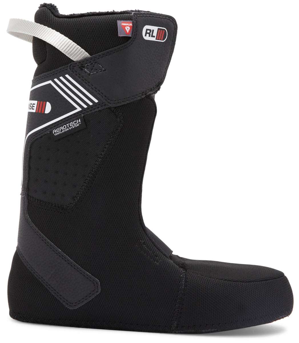 DC Women's Phase Pro BOA Step On Snowboard Boots 2024 - Black snowboard boots with a white logo on the side and silver buckles.