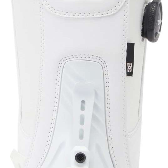 DC Women's Phase Pro BOA Step On Snowboard Boots 2024 - White snowboard boots with leopard print lining visible at top of boot.