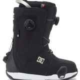 DC Women's Phase Pro BOA Step On Snowboard Boots 2024 - Black snowboard boots with a white logo on the side and silver buckles.