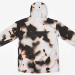 Endeavor 3L Shelter Shell Jacket 2024 - A white jacket with a subtle black pattern and a hood, laid flat on a solid background.