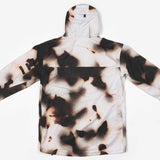 Endeavor 3L Shelter Shell Jacket 2024 - A white jacket with a subtle black pattern and a hood, laid flat on a solid background.