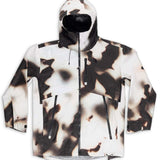 Endeavor 3L Shelter Shell Jacket 2024 - A black and white jacket with a subtle pattern of diagonal stripes, featuring a zippered front and adjustable cuffs.