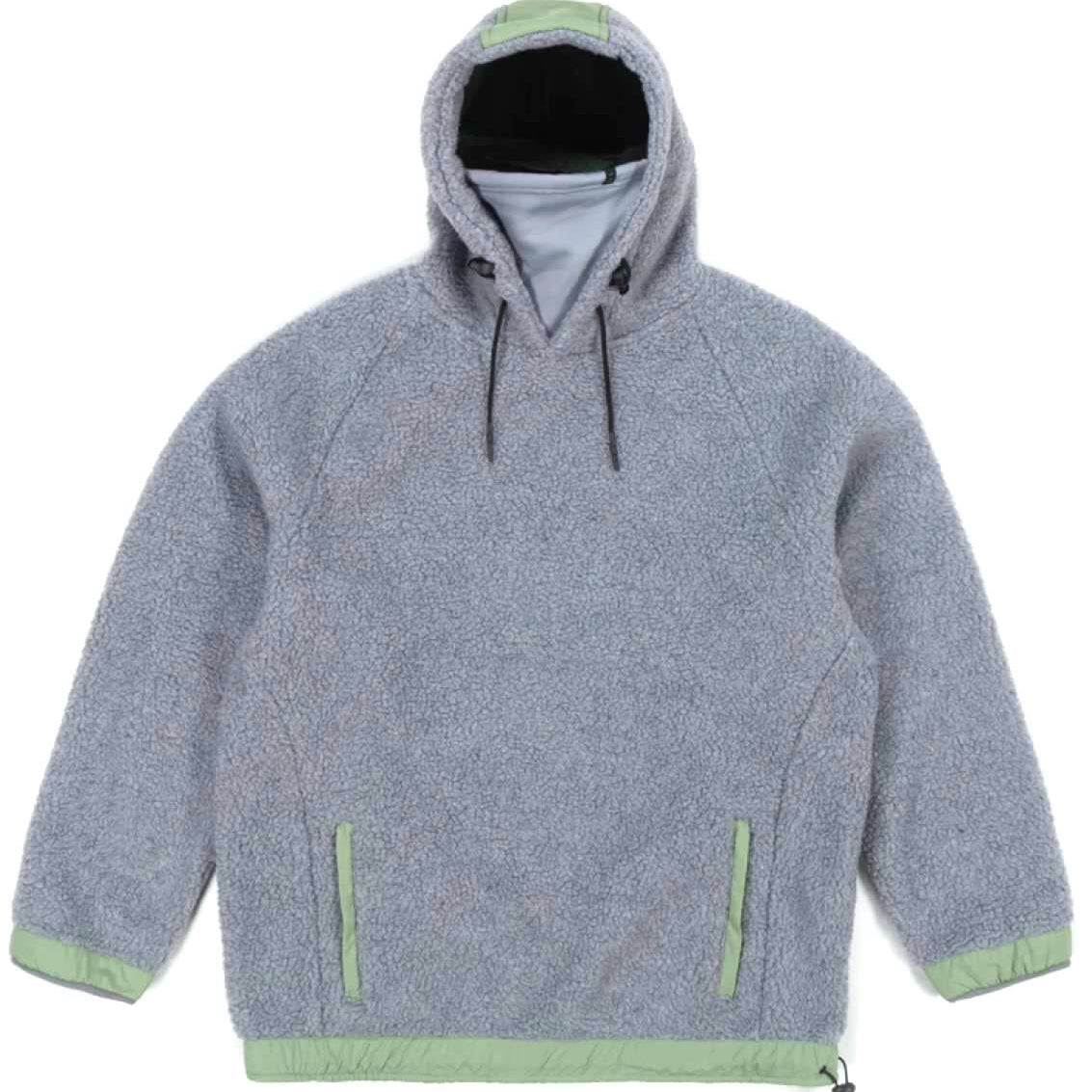 Endeavor Sherpa Riding Hoodie - A heathered grey fleece hoodie with a sherpa lining and drawstring hood.