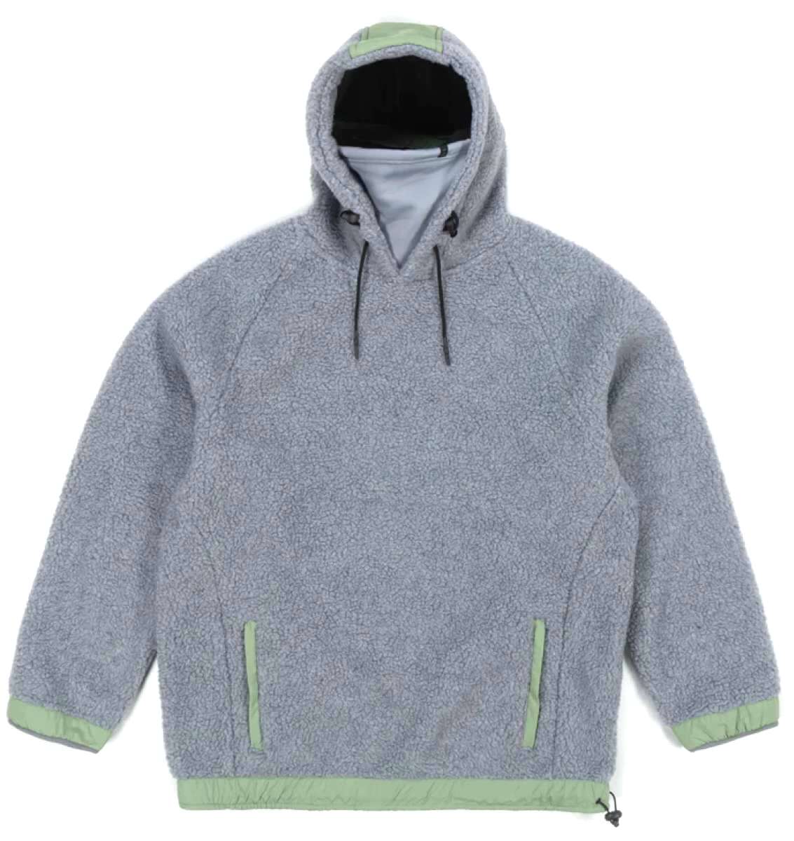 Endeavor Sherpa Riding Hoodie - A heathered grey fleece hoodie with a sherpa lining and drawstring hood.
