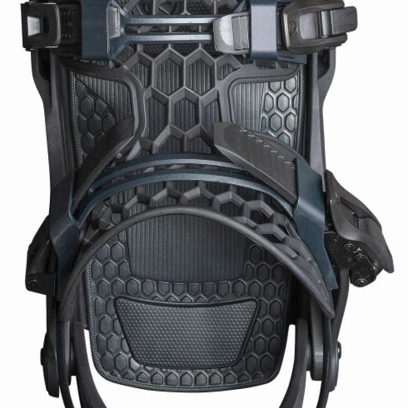 Flow Women's Mayon Snowboard Bindings - 2022 model bindings with a sleek black design and silver buckles.
