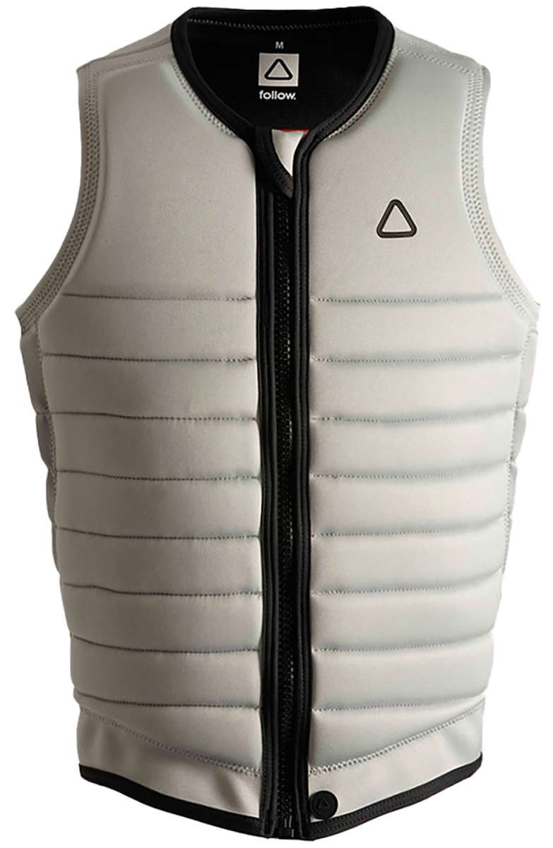 Follow Primary Impact Vest 2023 - White vest with black trim and a triangular logo on the upper right side.