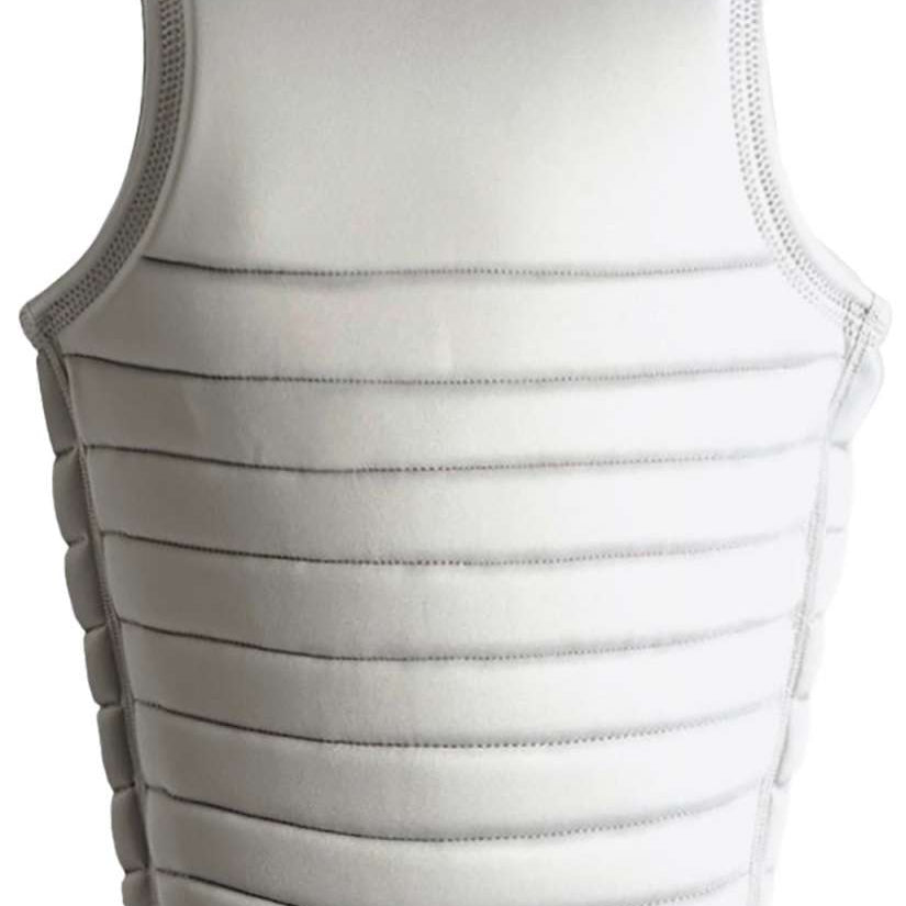 Follow Primary Impact Vest 2023 - White vest with black trim around neck and armholes, featuring horizontal ribbed pattern on torso.