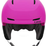 Giro Junior's Neo MIPS Helmet 2023 - A pink helmet with a black visor and white accents on the side.