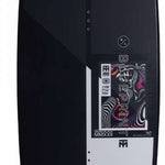 Hyperlite Trever Maur Blueprint Wakeboard 2022 - A black wakeboard with a white logo and blue accents on the top sheet.