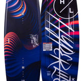 Hyperlite Junior's Eden 2.0 Wakeboard 2022 - A navy blue wakeboard with a red and orange swirl pattern on top, featuring white lettering that reads "Hyperlite" and "Eden".