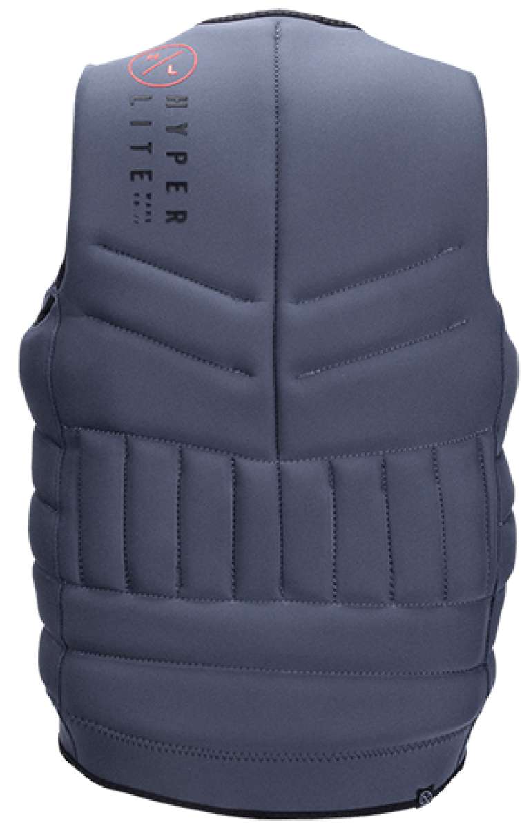 Hyperlite Relapse Competition Vest LTD 2022 - A gray competition vest with a red logo on the upper left side and black text that reads "HYPERLITE" vertically along the back.