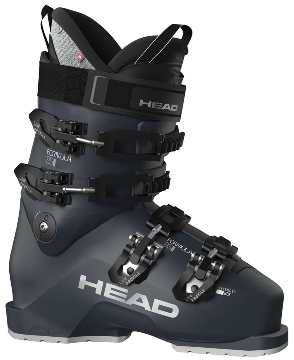 Head Ladies Formula 85 Ski Boot 2023 - A black ski boot with white lettering and silver buckles.