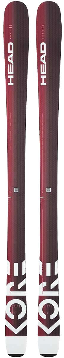 Head Women's Kore 85 Flat Ski 2023 - A dark red women's ski with white lettering and a white logo on top.