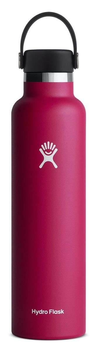 Hydro Flask - A water bottle with a standard mouth opening, featuring a screw-on lid and a cylindrical shape. The bottle is shown in a solid color without any visible patterns or designs.