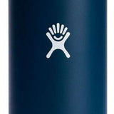 Hydro Flask 20oz Wide Mouth Water Bottle - A dark blue water bottle with a wide mouth and black lid, featuring a white logo on the front.