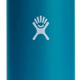 Hydro Flask - A wide mouth water bottle with a screw-on lid, featuring a turquoise color and a white logo on the front.