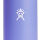 Hydro Flask - A wide-mouth water bottle with a screw-on lid, featuring a stainless steel body and a clear plastic cap.