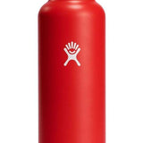 Hydro Flask - A red water bottle with a black lid, featuring a white logo on the front.