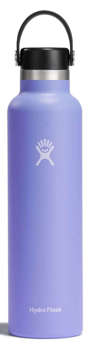 Hydro Flask - A water bottle with a standard mouth opening, featuring a screw-on lid and a cylindrical shape.