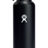 Hydro Flask - A black water bottle with a straw lid, featuring a white logo on the front.