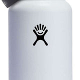 Hydro Flask - A white water bottle with a black lid, featuring a built-in straw and a wide mouth opening.