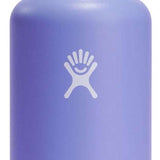 Hydro Flask - A wide-mouth water bottle with a screw-on lid, featuring a silver finish and a black handle on top.