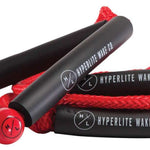 Hyperlite 25 Surf Rope w/Handle - Red rope with black handle and white logo.