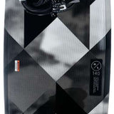 Hyperlite State Wakeboard With Remix Bindings SMU - 2022 model wakeboard with a black base and white geometric pattern.