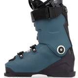 K2 Anthem 105 MV Heat women’s ski boot features a dark teal color with bright green and white accents.