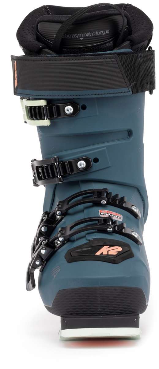 Blue K2 Anthem 105 MV Heat women’s ski boot features a distinctive design and black accents.