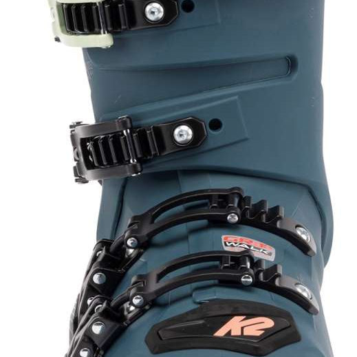 Blue K2 Anthem 105 MV Heat women’s ski boot features a distinctive design and black accents.