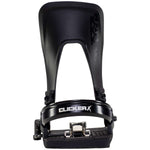 K2 Clicker X HB Snowboard Binding 2023 - A black snowboard binding with a white logo on the strap and silver buckles.