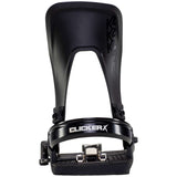 K2 Clicker X HB Snowboard Binding 2023 - A black snowboard binding with a white logo on the strap and silver buckles.