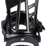 Black K2 Indy snowboard bindings feature a distinctive design and branding.