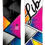 Lib Tech Women's Cortado Snowboard 2024 - A black snowboard with a geometric design and white lettering on top.