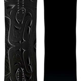 Lib Tech Double Dip Snowboard 2024 - A black snowboard with a carved design on its bottom, featuring a pair of lips and a tongue.