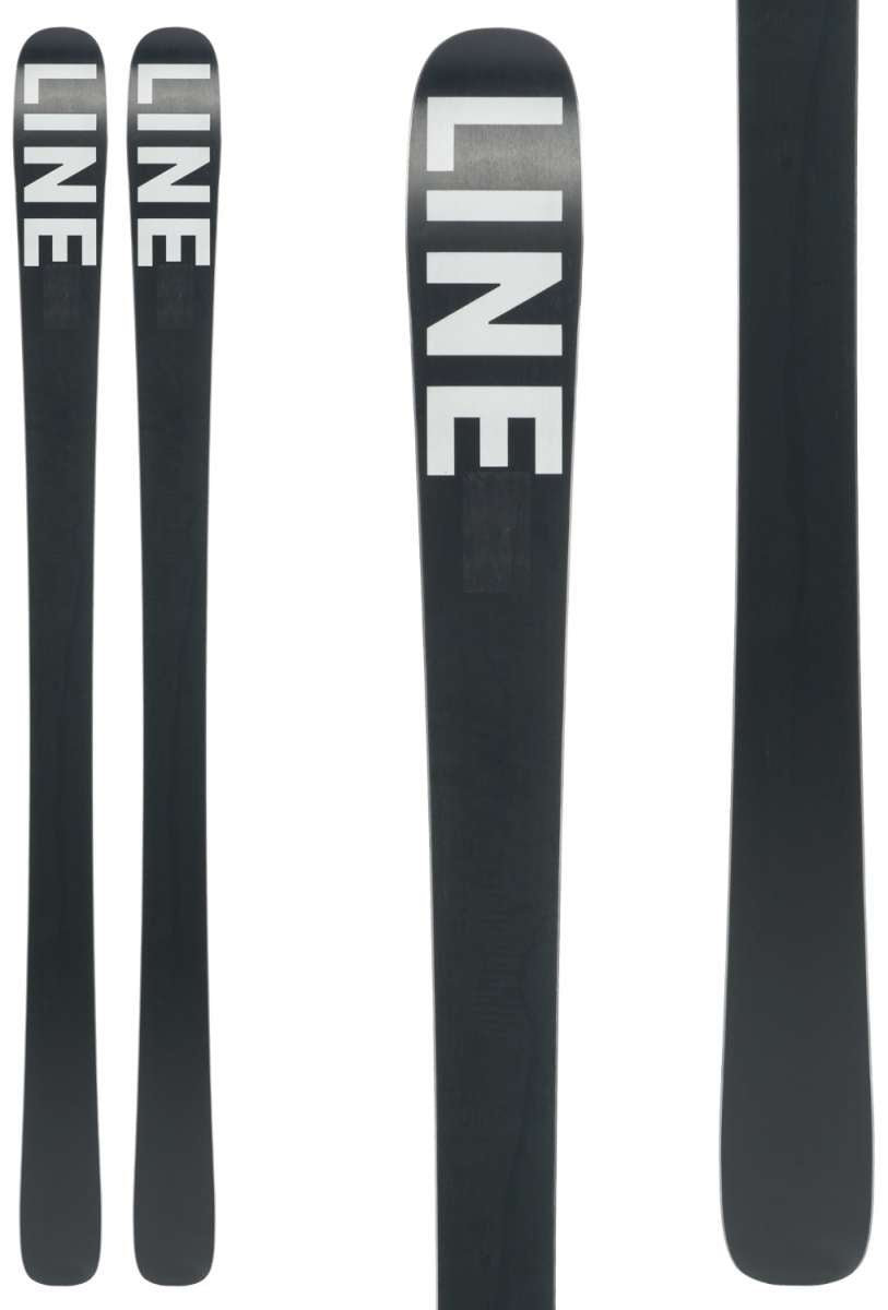 Line Women's Pandora 84 Skis 2024 - Black skis with white lettering on top.