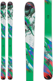 Line Women's Pandora 84 Skis 2024 - White skis with green, blue, and red abstract design.