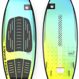 Liquid Force Pod Wakesurf Board 2023 - A blue-green wakesurf board with a black logo and white lettering on top.