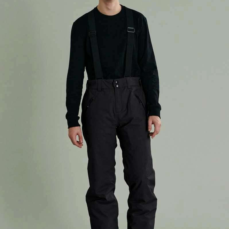 Liquid Cave Insulated Suspender Pant - Black snow pants with adjustable suspenders and zippered pockets.