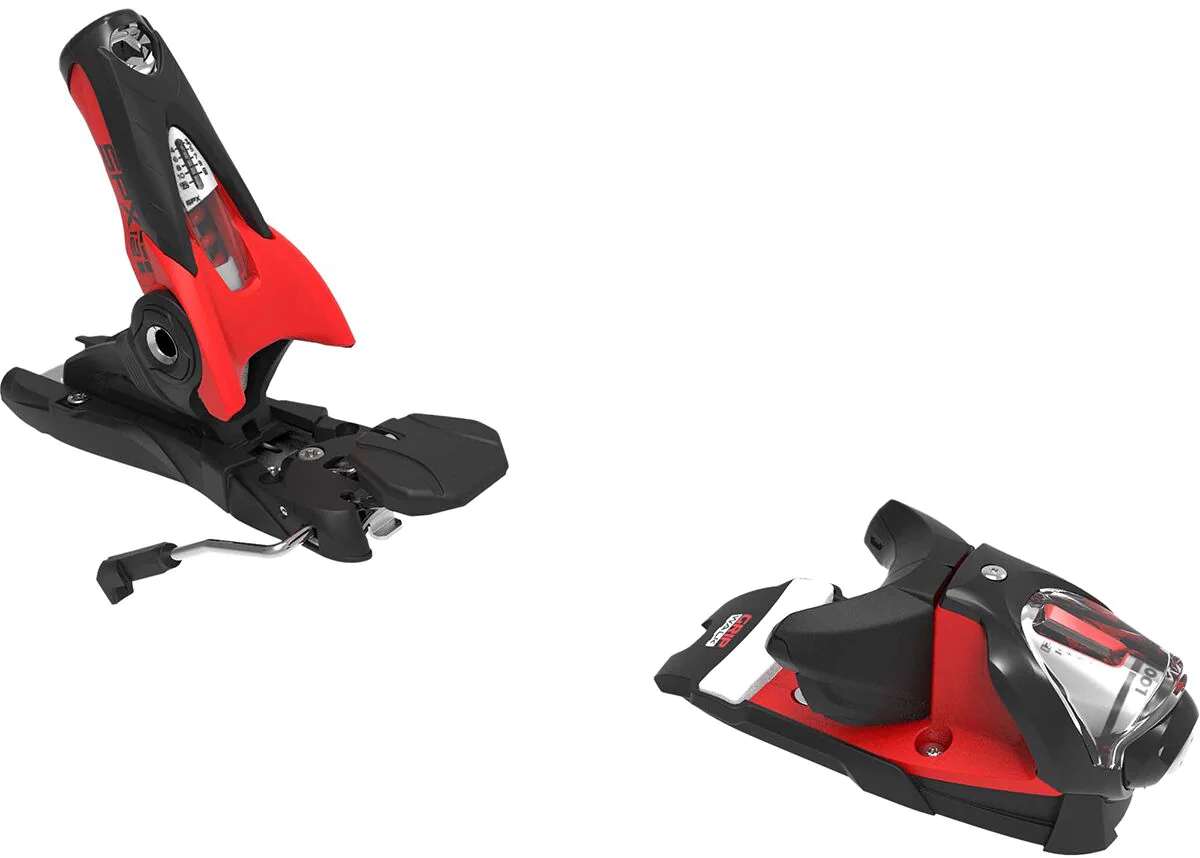 Look SPX 12 GW Ski Bindings 2022-2023 - Black bindings with silver screws and a white logo on top of the left binding.