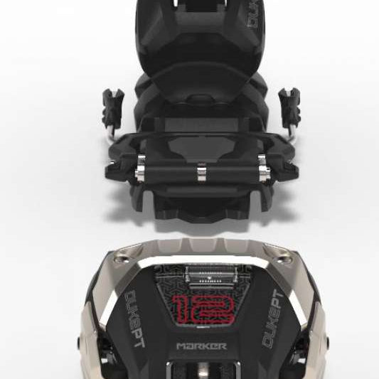 Marker Duke PT 12 Ski Binding - Black binding with silver hardware, featuring a red "12" logo on top plate.