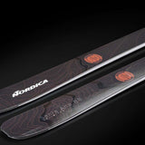 Nordica Ladies Santa Ana 88 Unlimited - 2022 ski model with a sleek black and silver design, featuring a subtle pattern of thin white lines on the top sheet.