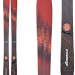 Nordica Ladies Santa Ana 88 Unlimited 2022 - A black and red ski with a forest scene on top.