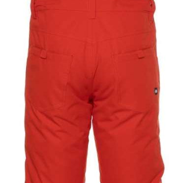 The 686 Junior's Nasa Exploration Insulated Bib Pant 2022 is primarily red with black accents and has a quilted pattern on the outer shell.