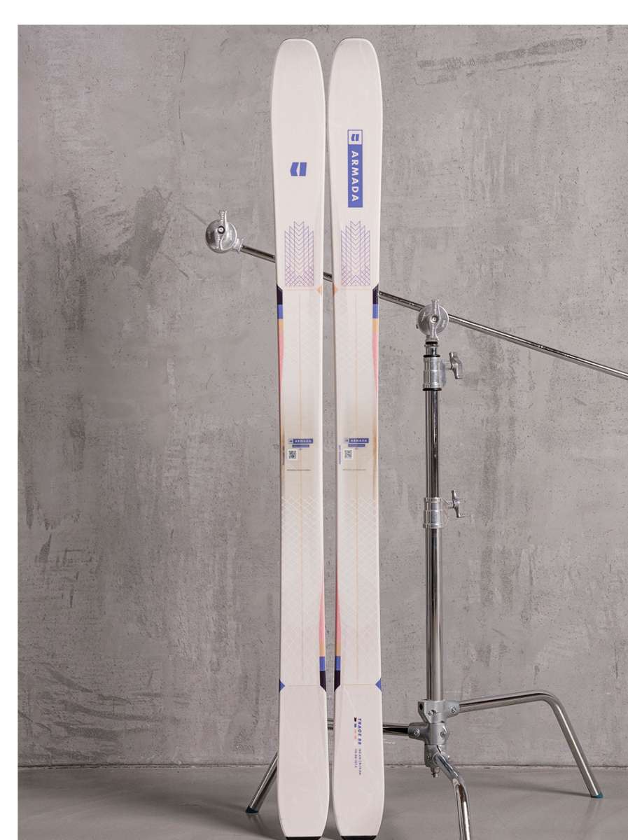 Armada Women's Trace 88 Skis 2022 - White skis with blue and purple accents on top sheet.
