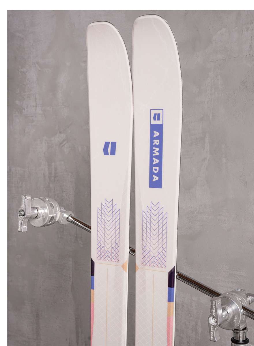 Armada Women's Trace 88 Skis 2022 - White skis with blue and purple accents on top sheet.