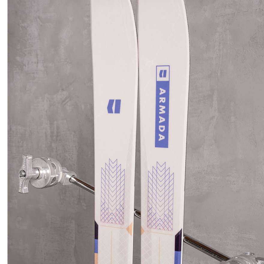 Armada Women's Trace 88 Skis 2022 - White skis with blue and purple accents on top sheet.