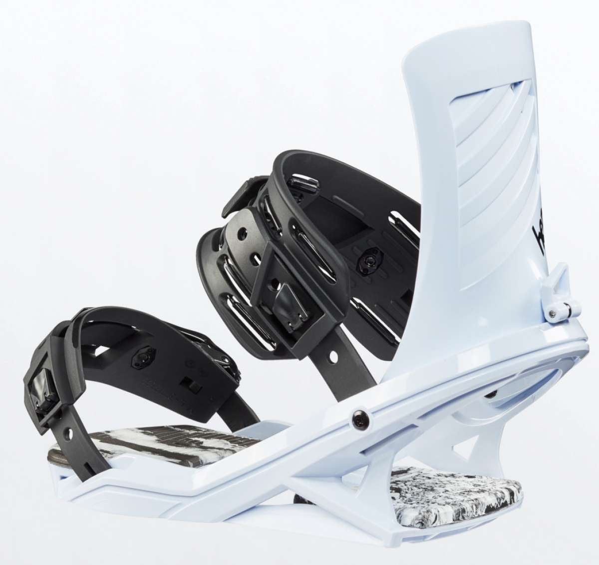 Head Fx One Lyt Snowboard Bindings 2022 - Black bindings with silver screws and black straps on a white background.